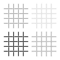 Fabric fibers Grid Cloth textile set icon grey black color vector illustration flat style image