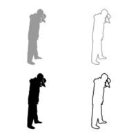 Man is blow one's nose into handkerchief tissue paper Cough Rhinitis Allergies concept Sneezing Runny nose Snot highlighted Male smoky blowing orcue Hay fever silhouette grey black color vector