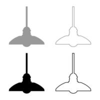 Chandelier Plafond hanging lamp set icon grey black color vector illustration image flat style solid fill outline contour line thin