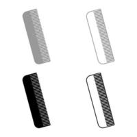 Comb set icon grey black color vector illustration image flat style solid fill outline contour line thin