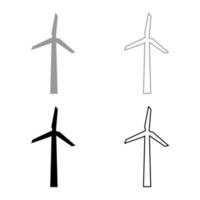 Wind generator set icon grey black color vector illustration image flat style solid fill outline contour line thin