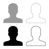 avatar hombre cara silueta usuario signo persona perfil foto macho conjunto icono gris negro color vector ilustración imagen plano estilo sólido llenar contorno contorno línea delgado