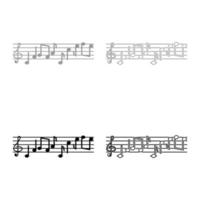 Note fret Notes icon outline set black grey color vector illustration flat style image