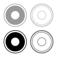 tipo de símbolo eléctrico superficies de cocción signo utensilio panel de destino icono contorno conjunto negro gris color vector ilustración estilo plano imagen