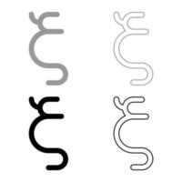 Ksi greek symbol small letter lowercase font icon outline set black grey color vector illustration flat style image