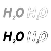 Chemical formula H2O Water set icon grey black color vector illustration flat style image