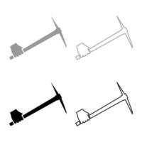 Pickaxe in hand tool in use Arm Digging and mining concept Industrial work Mattock quarry set icon grey black color vector illustration flat style image