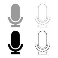 Microphone set icon grey black color vector illustration image flat style solid fill outline contour line thin