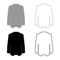 chaqueta abrigo set icono gris negro color vector ilustración imagen plano estilo sólido relleno contorno contorno línea delgado