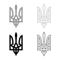 escudo de armas de ucrania emblema del estado símbolo nacional ucraniano tridente icono contorno conjunto negro gris color vector ilustración estilo plano imagen