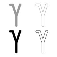 Gamma greek symbol small letter lowercase font icon outline set black grey color vector illustration flat style image