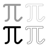 Pi greek symbol small letter lowercase font icon outline set black grey color vector illustration flat style image