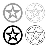 estrella en círculo conjunto icono gris negro color vector ilustración estilo plano imagen