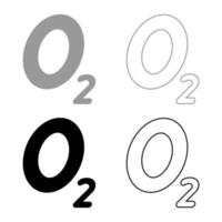 Oxygen chemical formula O2 Air set icon grey black color vector illustration flat style image
