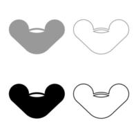 Female screw hand tightening Wing nuts butterfly set icon grey black color vector illustration image flat style solid fill outline contour line thin