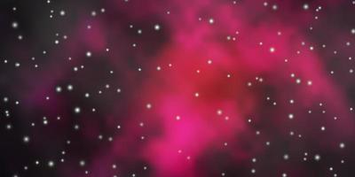 Dark Pink vector background with colorful stars.