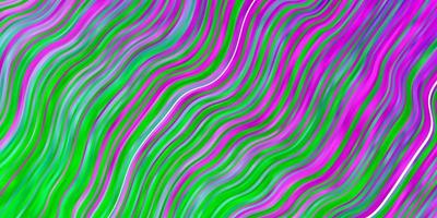 patrón de vector rosa claro, verde con líneas torcidas.