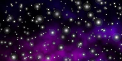 Dark Purple vector background with colorful stars.