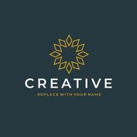 Abstract flower logo in a symmetrical style vector