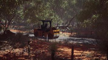 road roller tractor in the forest video