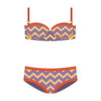 Modern swimsuit with a bright multicolor pattern. vector