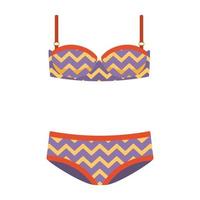 Modern swimsuit with a bright multicolor pattern. vector