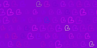 Light Purple vector pattern with colorful hearts.