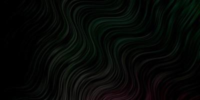 Dark Pink, Green vector background with curved lines.