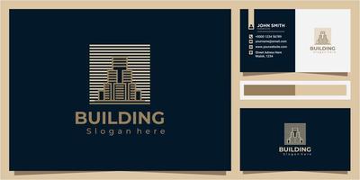 Symbol vector of building and property logo template with creative line art icon.