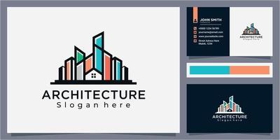 vector de diseño de logotipo de arquitectura moderna, icono de diseño de logotipo de edificio con tarjeta de visita