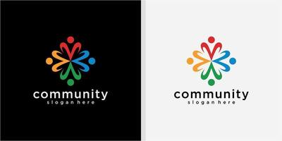 vector de diseño de logotipo de alianza humana, diseño de logotipo de comunidad de personas creativas y coloridas