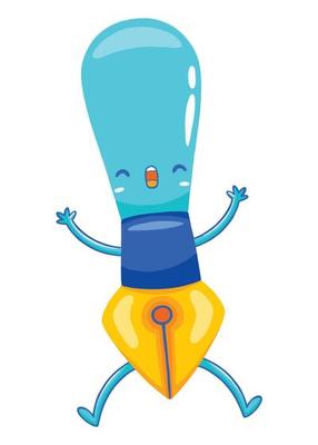 PEN mascot in flat cartoon style