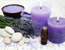 Lavender with essencial oil photo