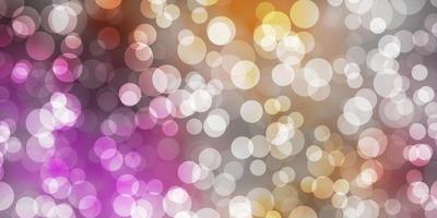 Light Pink, Yellow vector background with bubbles.