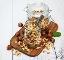 homemade granola in jar photo