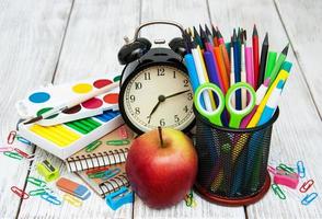 School supplies on a table photo