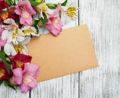 paper card with alstroemeria flowers photo