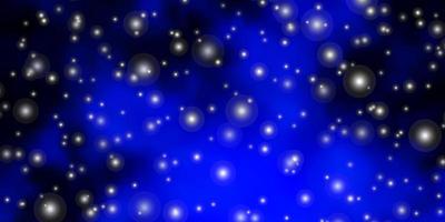 Dark BLUE vector background with small and big stars.