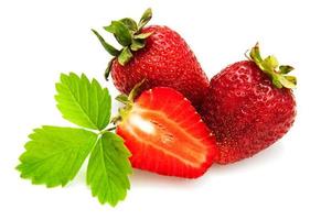 ripe strawberries on white photo