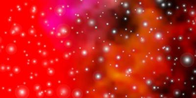 Light Red, Yellow vector background with small and big stars.