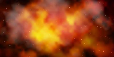 Dark Yellow vector background with small and big stars.