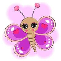 hermosa mariposa linda, insecto lindo con alas coloridas, estampado para textiles, pantalones t, empaque, libro educativo para niños, ilustración de vectores de dibujos animados