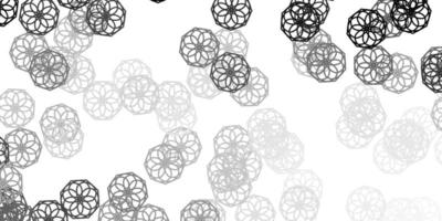 Fondo de doodle de vector gris claro con flores.