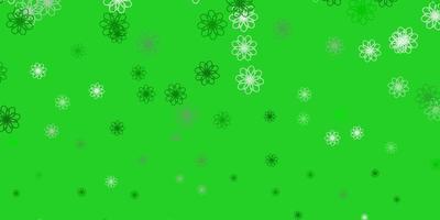 Light Green vector doodle template with flowers.