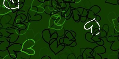 Light Green vector backdrop with sweet hearts.