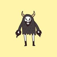 Devil grim reaper with fire fist, illustration for t-shirt, sticker, or apparel merchandise. With retro cartoon style. vector