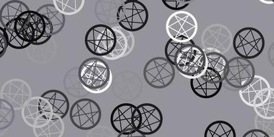 Light Gray vector background with occult symbols.