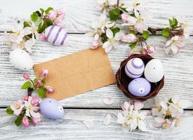 Easter eggs and greeting card photo