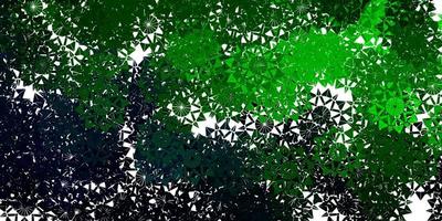 patrón de vector verde claro con copos de nieve de colores.