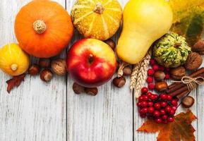 Pumpkins and leaves photo